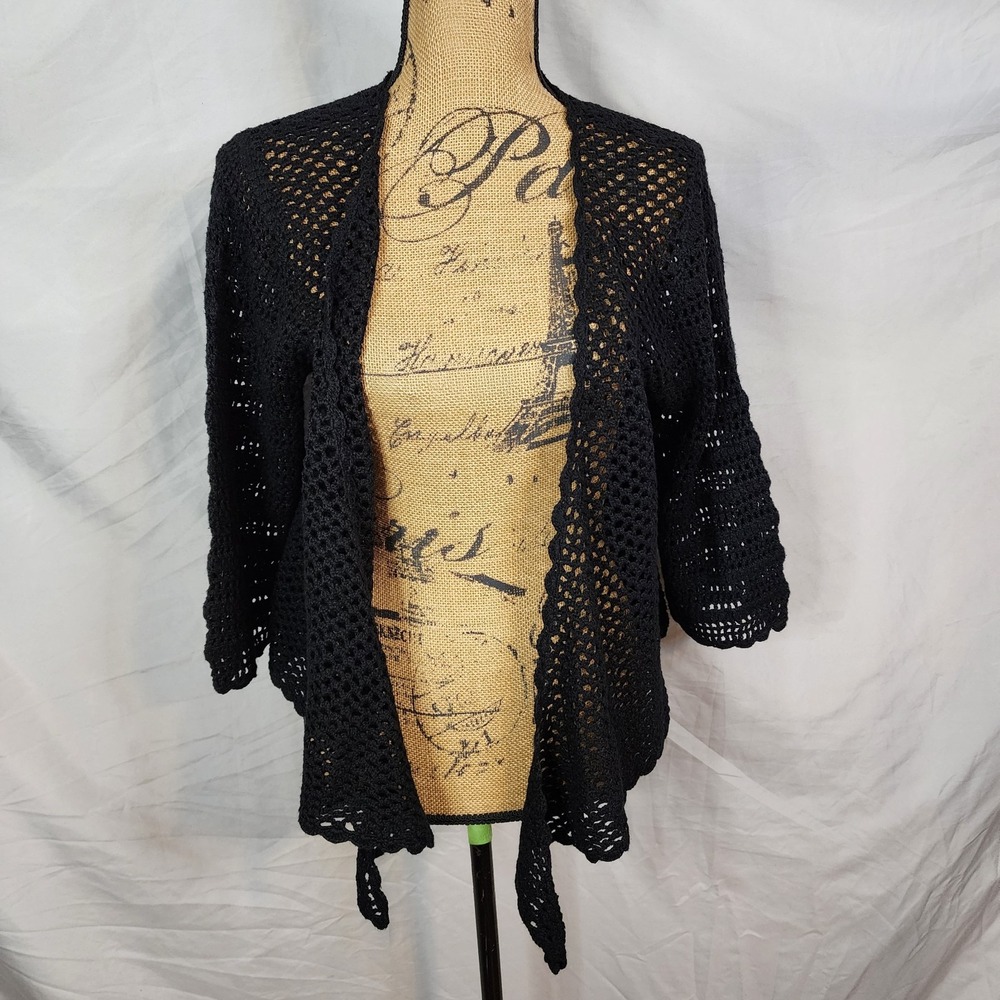 ISABELLA BIRD Size Large Anthropologie Whimsigoth Open Knit Sweater Cardigan - Picture 3 of 13
